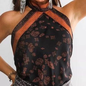 Free People 1 thing bodysuit halter tank in paisley. size S